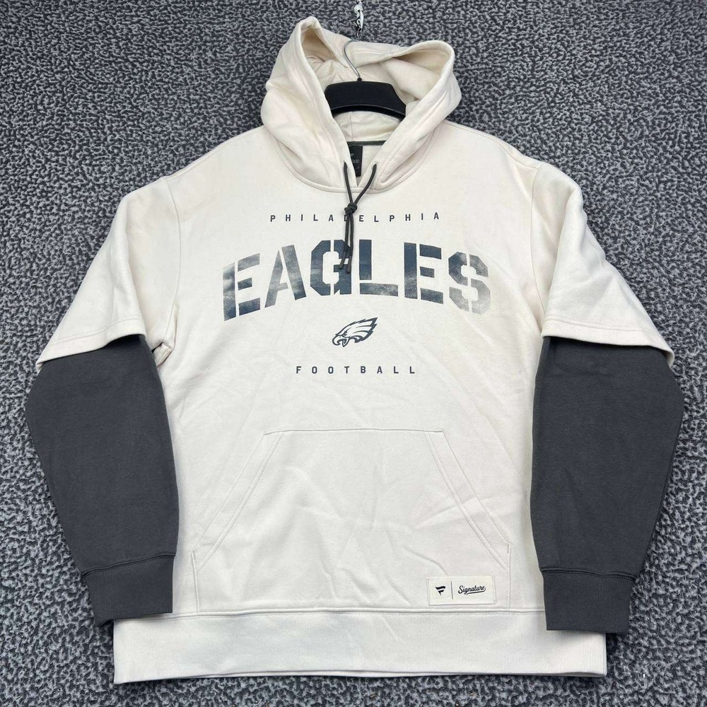 Philadelphia Eagles NFL Hoodie Men Large Cream Fanatics Signature Pullover New